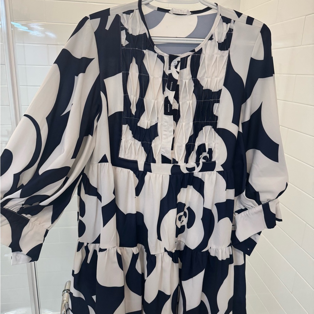 Elegant Blue and White Women's Dress